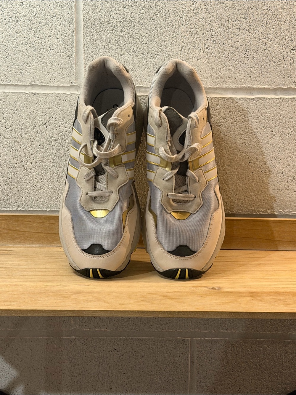 adidas Men's Beige and Gold Athletic Sneakers